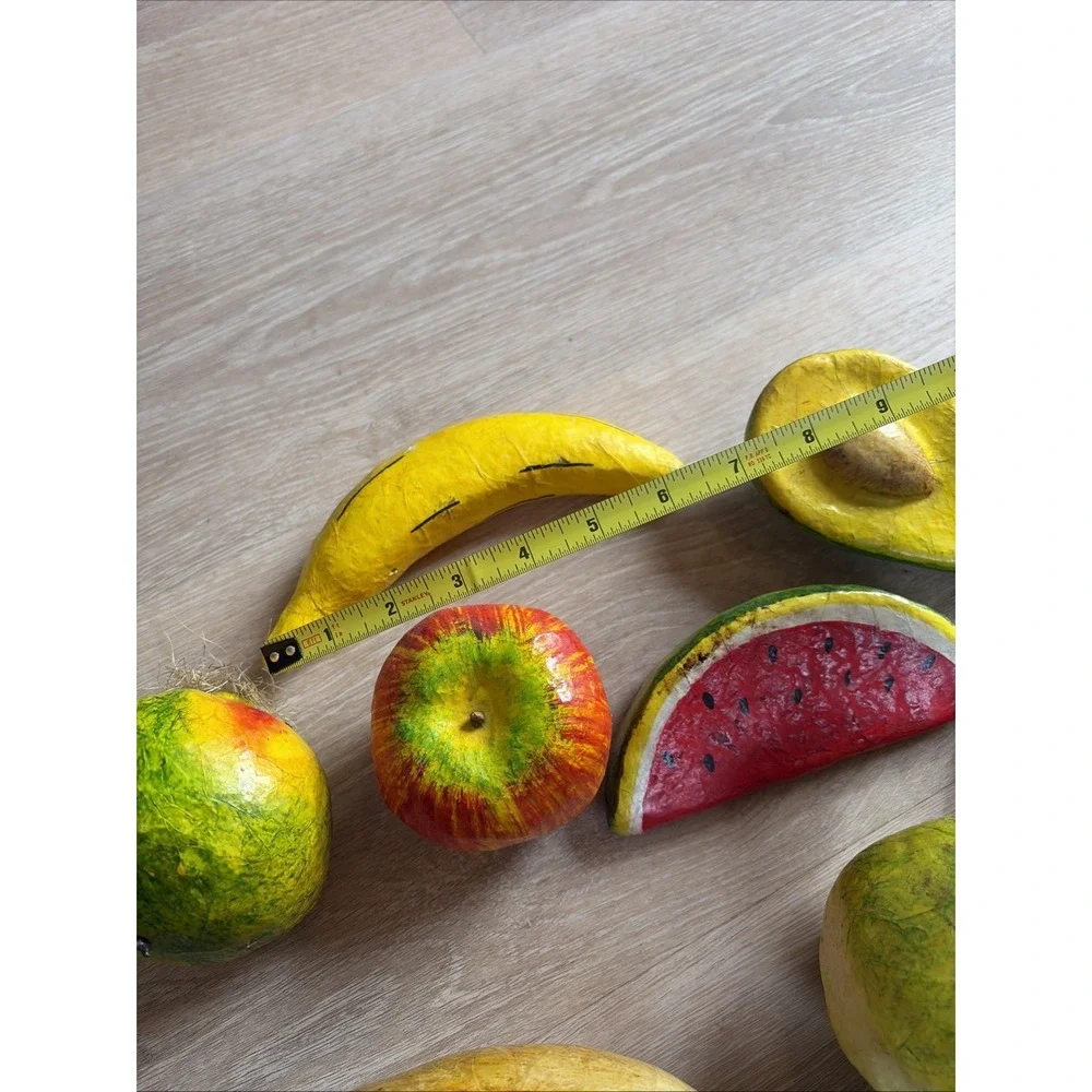 Vintage Paper Mache Fruit‎ And Vegetables Set Of 16 Colorful And Funky + Basket